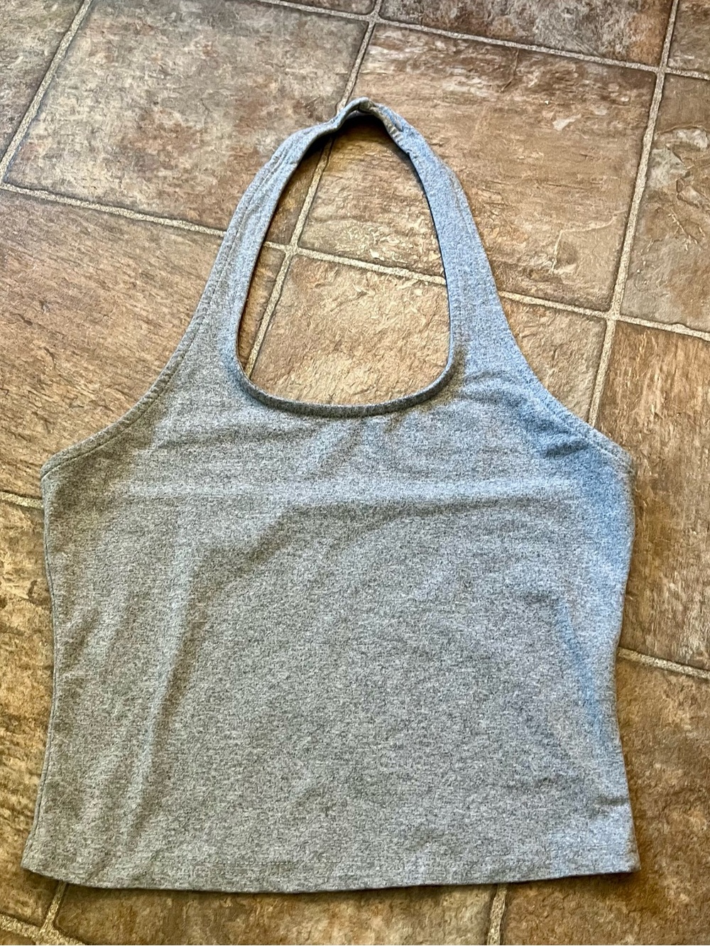 Gray Halter Neck Crop Tank Top Basic Size Small GUC